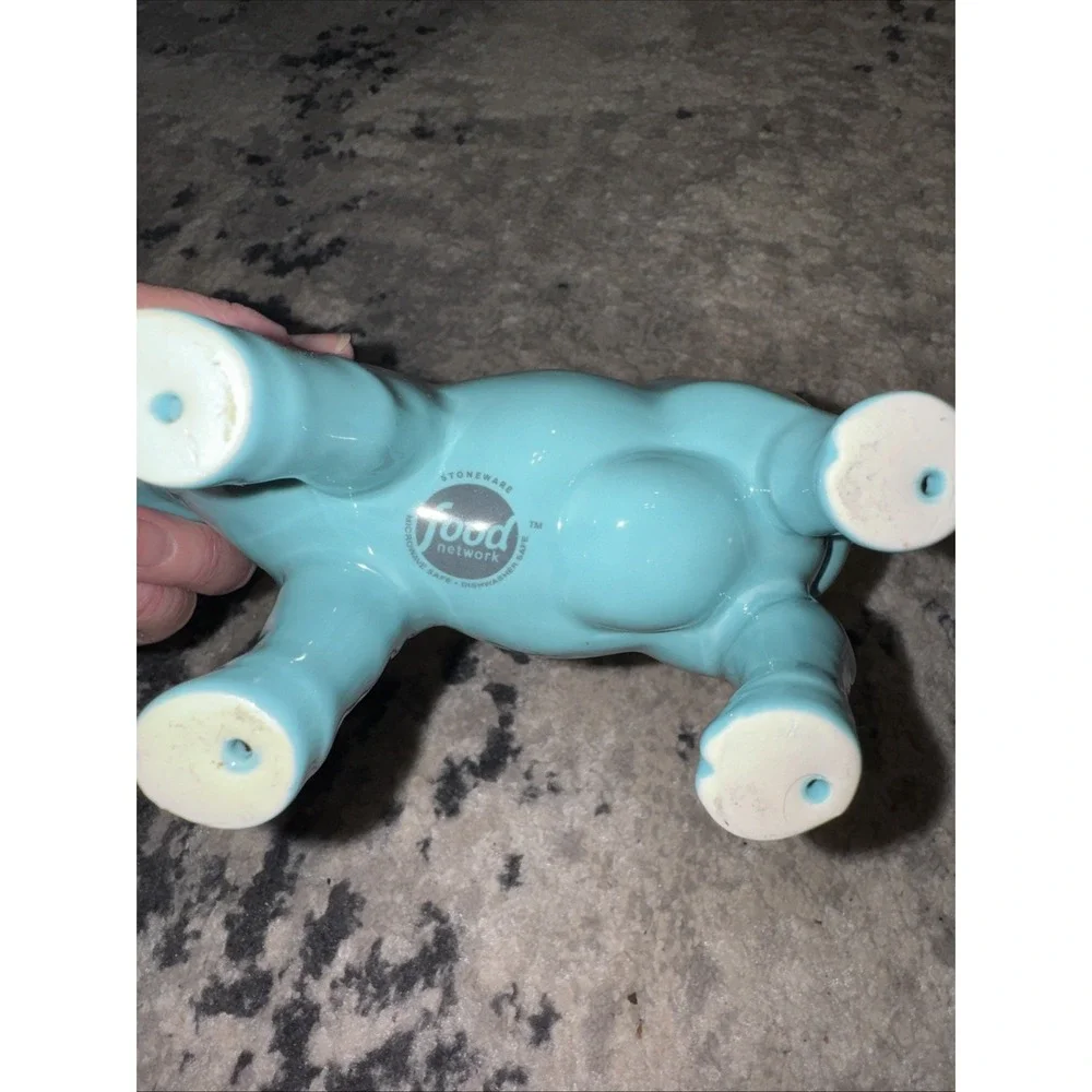Food Network Turquoise Aqua Blue COW CREAMER Pitcher Gravy Syrup Coffee Cream